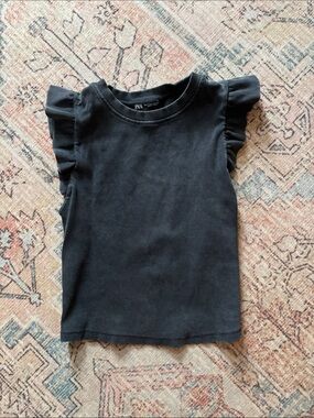 Zara Black Ruffle Sleeve Tank Top